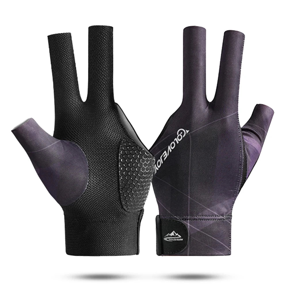 Open Finger Billiard Gloves Breathable Polyester Snooker Sport Glove Adjustable Sticker Smooth Soft Lightweight Amateur Training