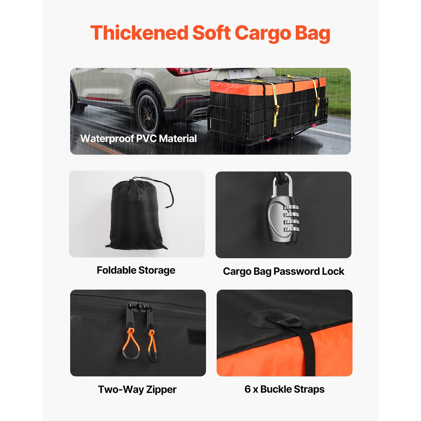 SucceBuy 500lbs Capacity Hitch Cargo Carrier with Cargo Net&Waterproof Cargo Bag, Folding Hitch Mount Cargo Carrier Fit for SUVs
