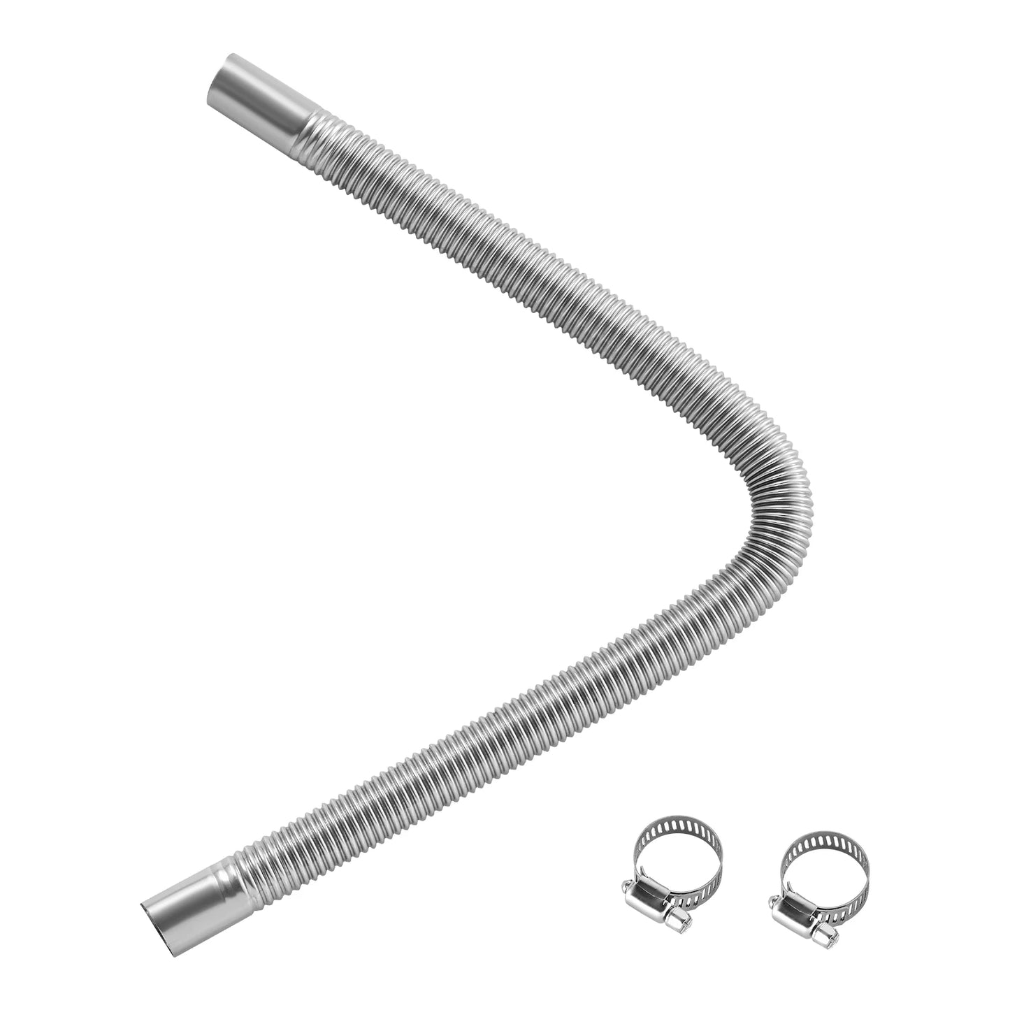 SucceBuy Exhaust Hose 23.6" Diesel Heater Flexible Stainless Steel with 2 Hose Clamps Air Diesel Parking Heater for 2KW 5KW 8KW