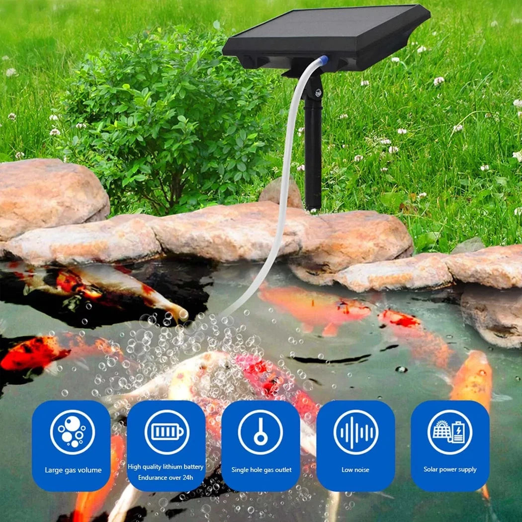 Solar Oxygenator Air Pump Kit Fish Pond Pool Water Oxygen Aerator 3 Modes