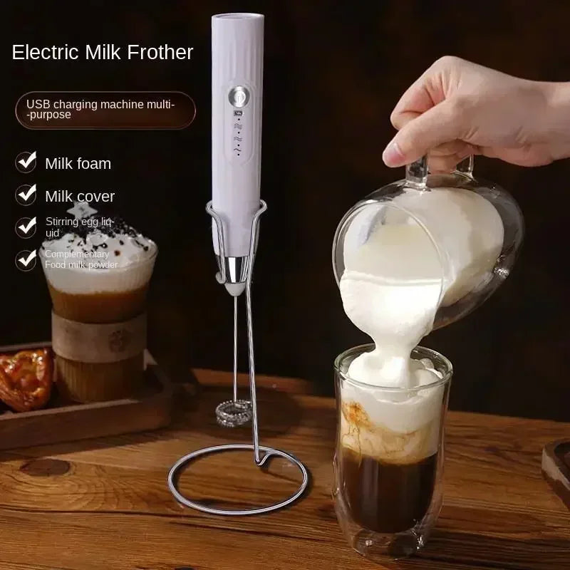 Portable USB Electric Egg Beater for Household Kitchen Handheld Egg White Coffee Frother Whipping Foam and Cream Kitchen Gadgets
