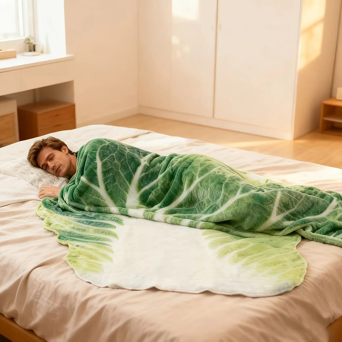 VIKAMA Creative Cabbage Print Throw Blanket, Soft, Comfortable, And Warm, For Living Rooms, Bedrooms, And Air-Conditioned Room