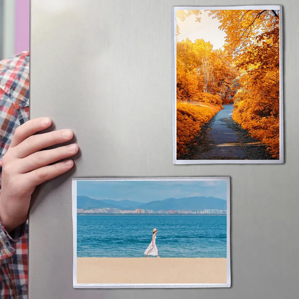 10/15Pcs Magnetic Picture Frame Magnetic Photo Frame with White/Black Border Postcard Holder Reusable for Refrigerator Cabinet