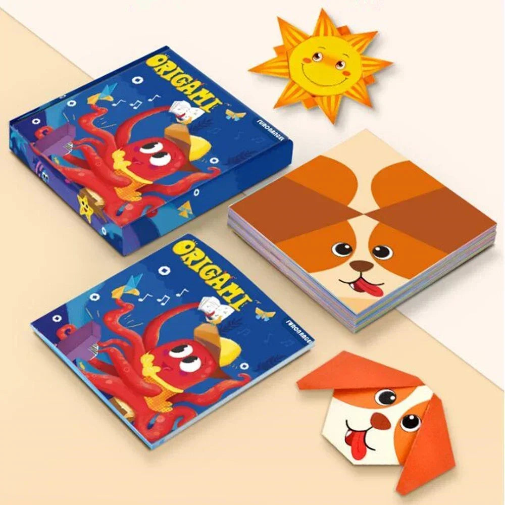 54/108Pcs Montessori Toys Cartoon Animal Origami Paper DIY Kids Craft Toy Handcraft Parper Art Educational Toy for Children Gift