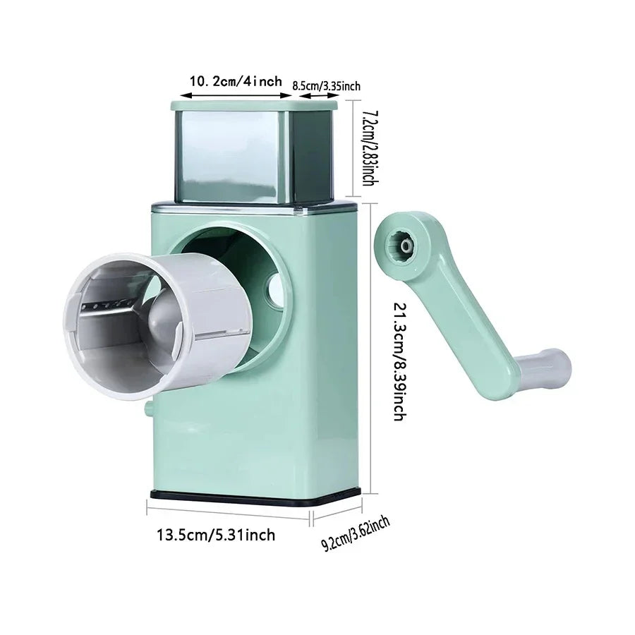 Kitchen Vegetable Chopper with 3 Sharp Drums Machine Rotary Hand Cranked Shredder Vegetable Cheese Slicer Household Kitchen Tool