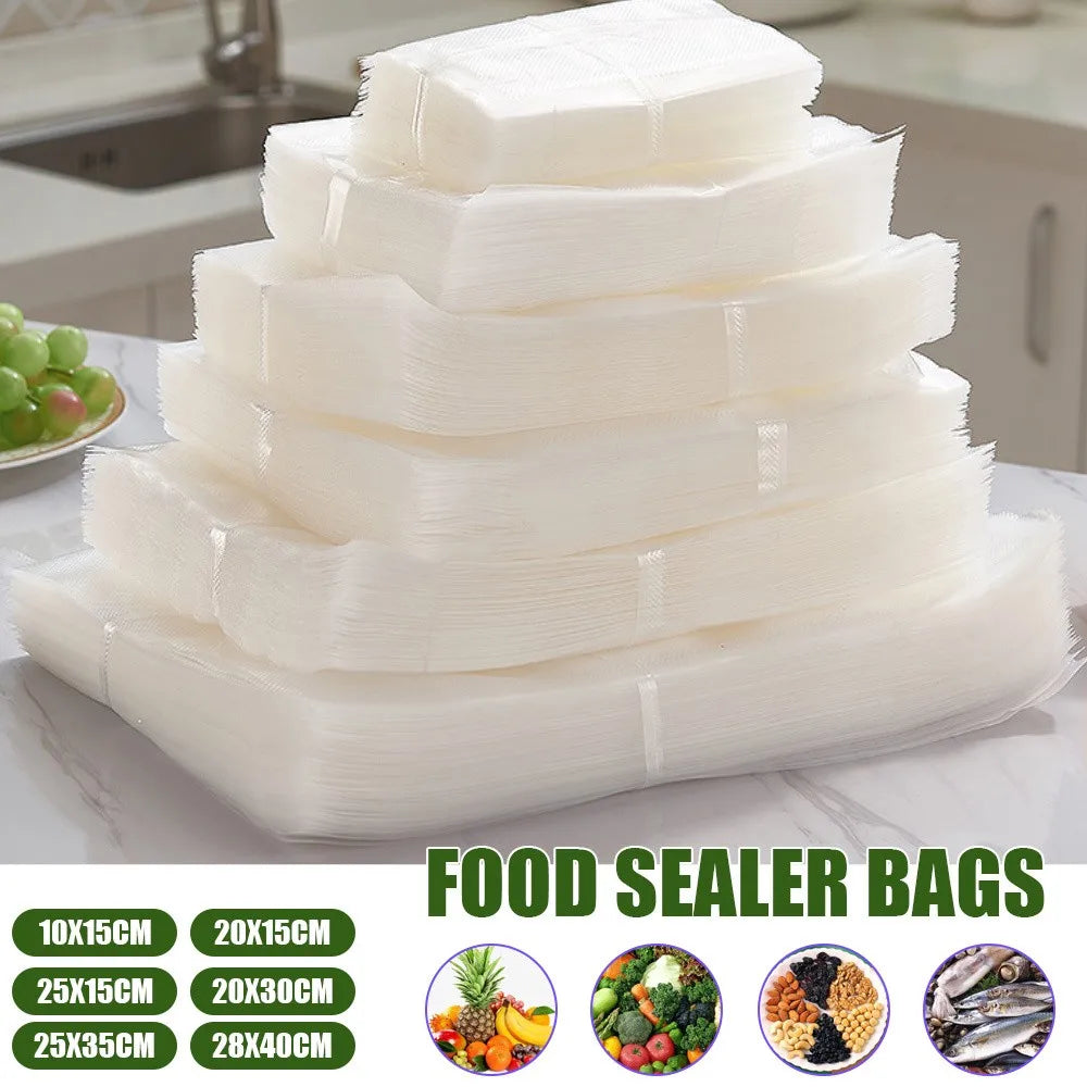 200pcs Vacuum Sealer Bags Precut Food Storage Saver Heat Seal Cryovac 6 Size