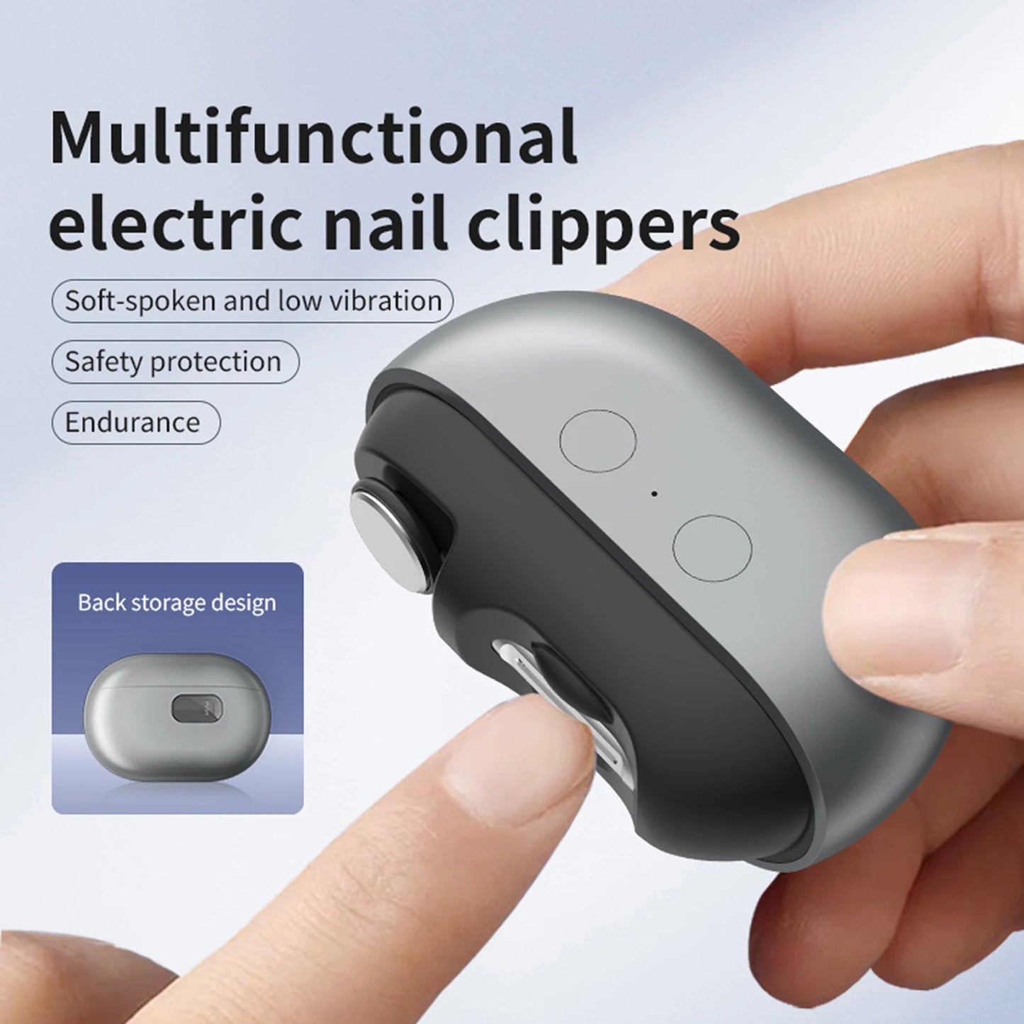 Automatic Nail Polisher Type-C Charging Electric Nail Trimmer with Light Safety Nail Clipper for Children Adult Senior