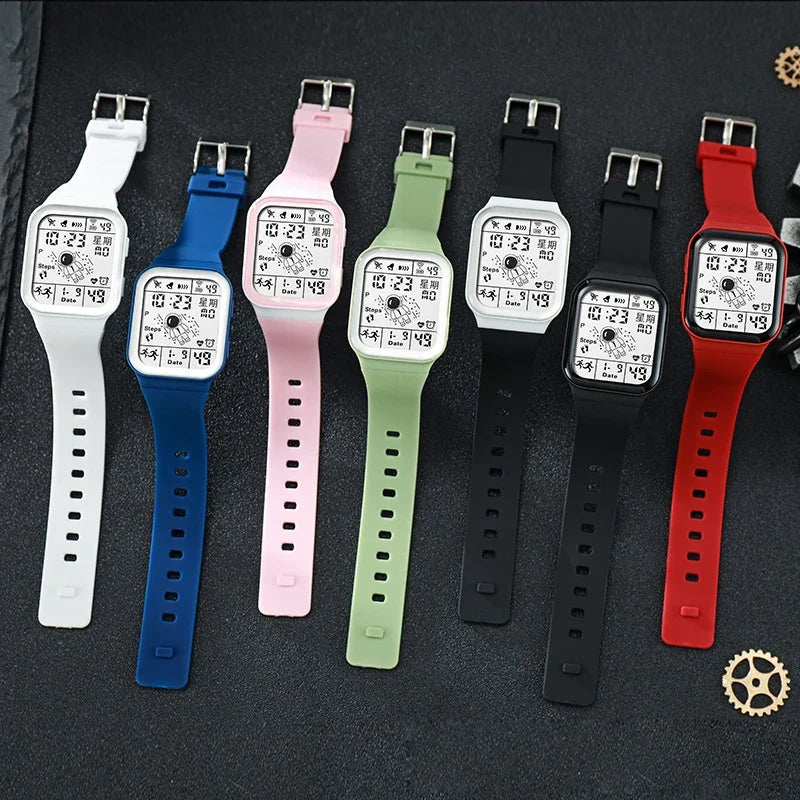 Fashion Sports Watches for Men Women Waterproof LED Sports Watches Spaceman Multifunction Clock Student Electronic Wristwatch