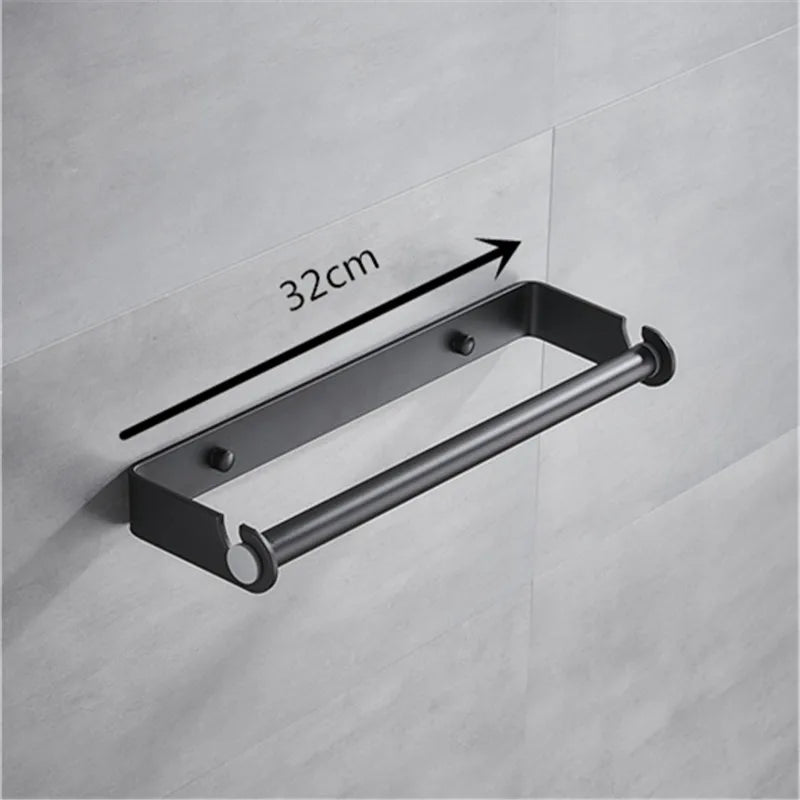 Multifunctional Wall Mount Paper Towel Holder Aluminium Alloy Cling Film Storage Rack Kitchen Organizer Practical Roll Paper