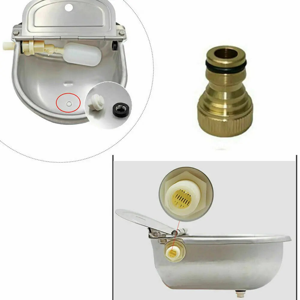 Stainless Steel Water Trough Bowl Automatic Drinking Dog Horse Chicken Auto Fill