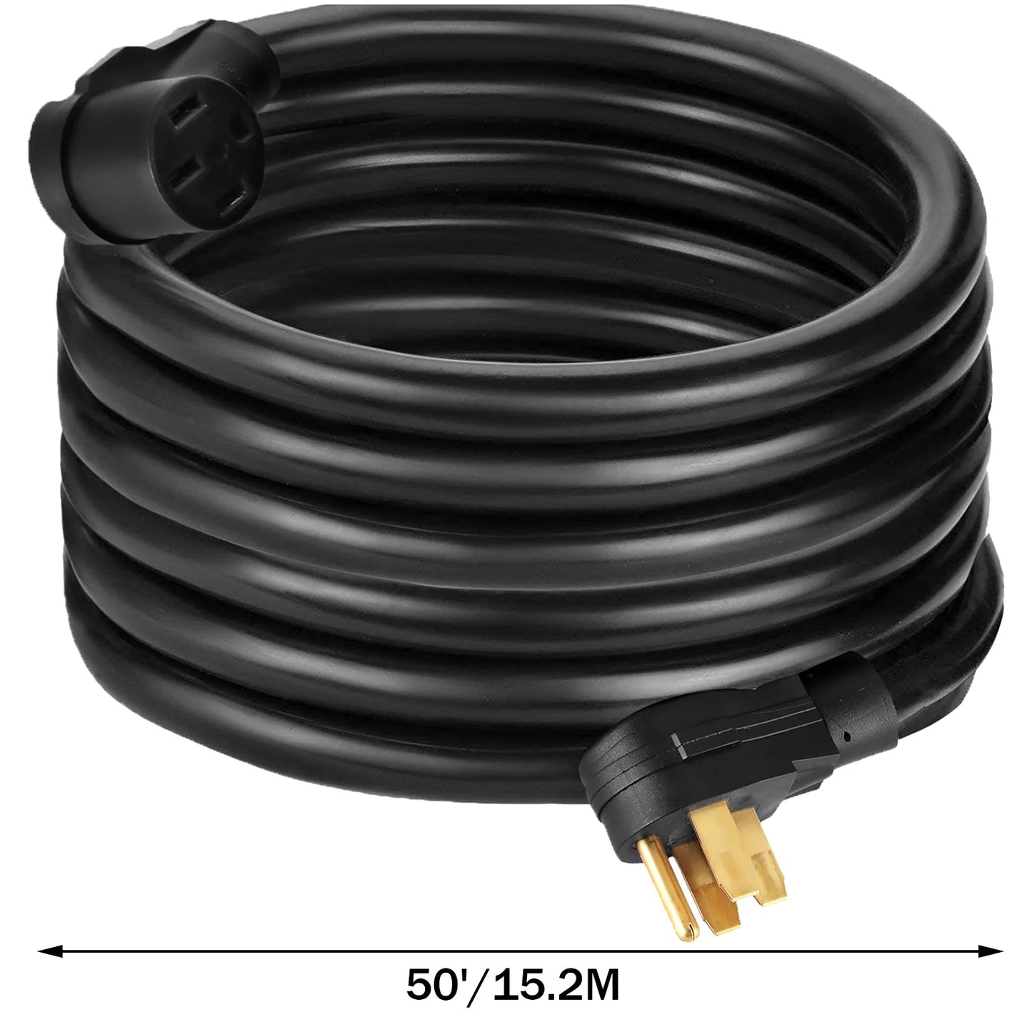 VEVOR RV Power Cord 50Ft 40 Amp RV Extension Cord AWG8 40 amp Extension Cord Truck Trailer Motorhome Camper Power Supply Cable
