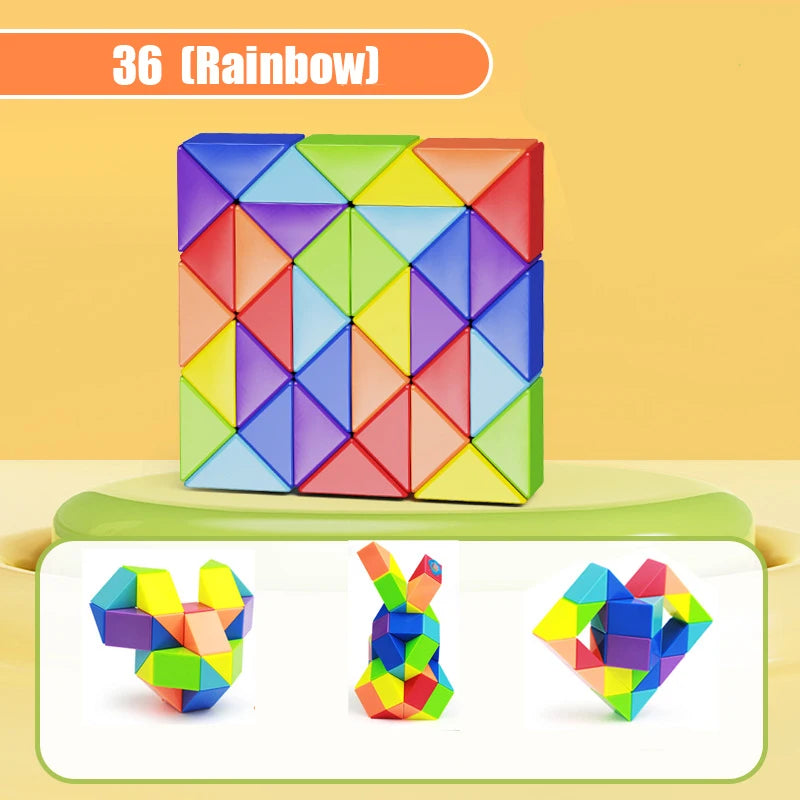 24-72 Segments Magic Rule Snake Multi-color 3D Puzzle Fidget Toys Decompression Transformable Cubes Educational Toys