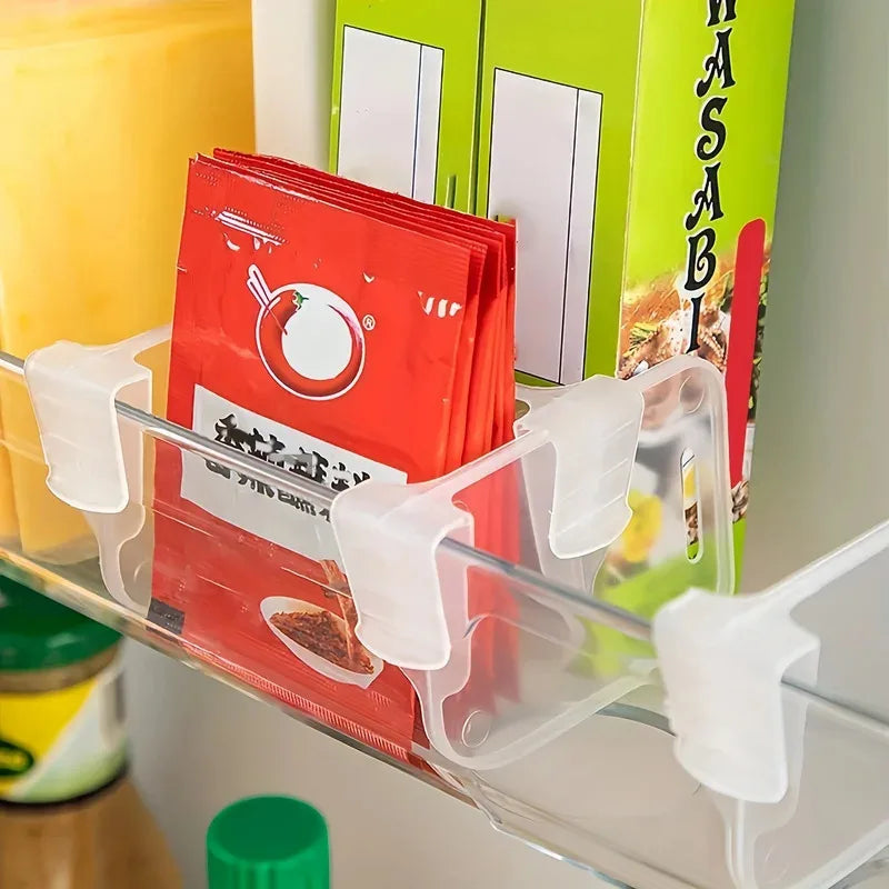8/16/24PCS Sturdy Clear Refrigerator Organizer Dividers Adjustable Fridge Storage Kitchen Cabinets Space Saving Compartments