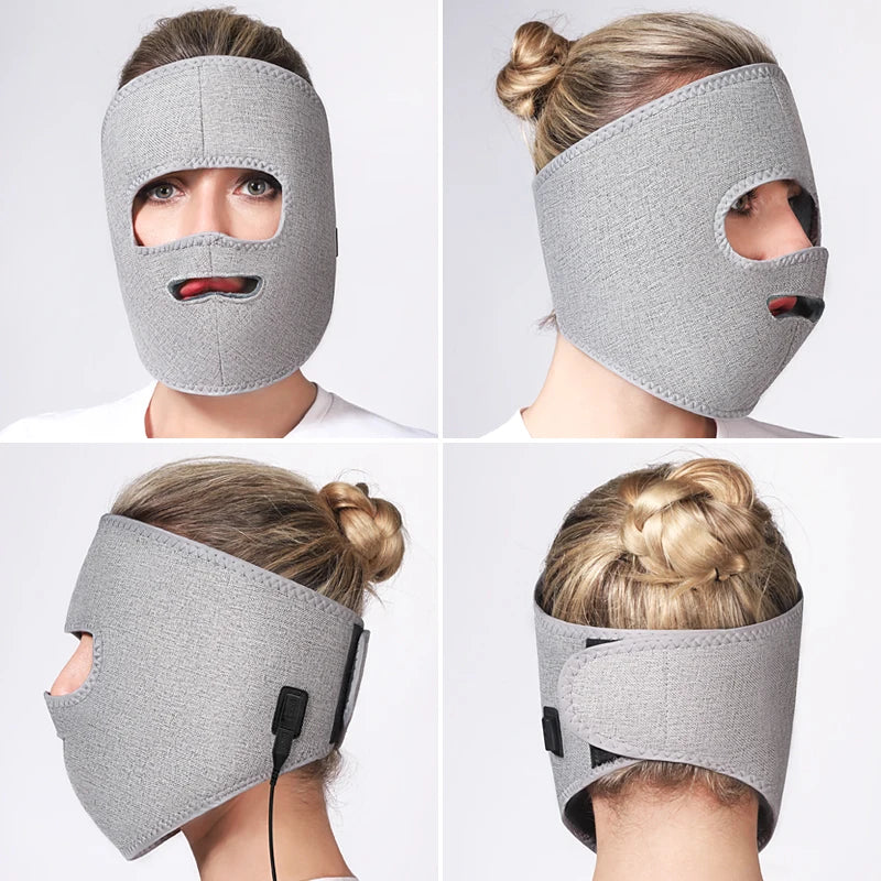 Electric Heated Facial Mask Red Light Facial Massager Relieves Facial Muscle Relaxation Hot Compress Anti-fatigue