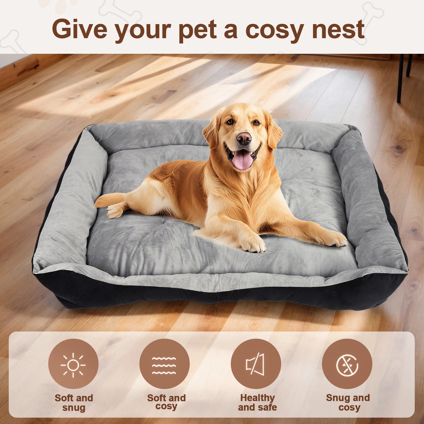 Square Nest Pet Kennel with Pillow & Blanket Pet Warm House Washable Cotton Soft Cat Mat for Small Medium Animal Doghouse