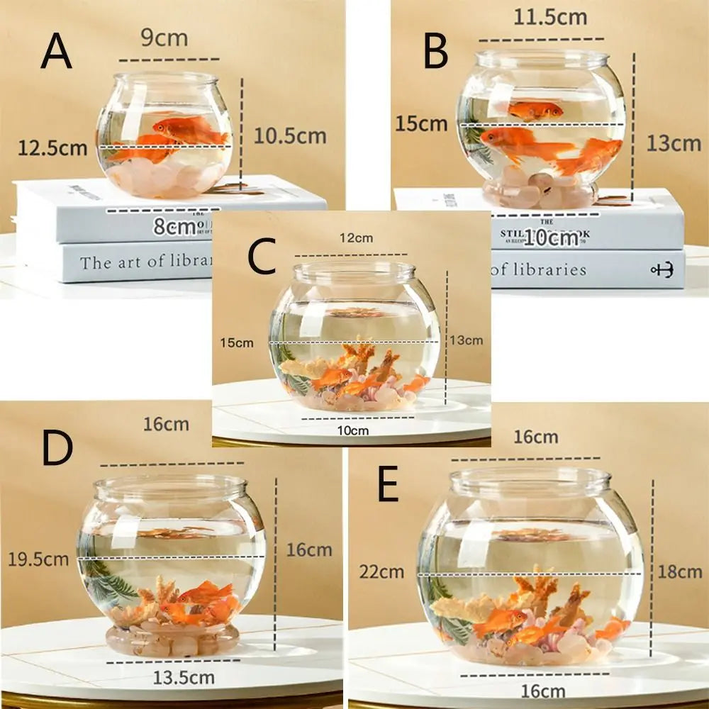 Home Decor Clear Transparent Round Fish Tank Plastic Small Fish Bowl creative light luxury Desktop Aquarium Bowl Living Room