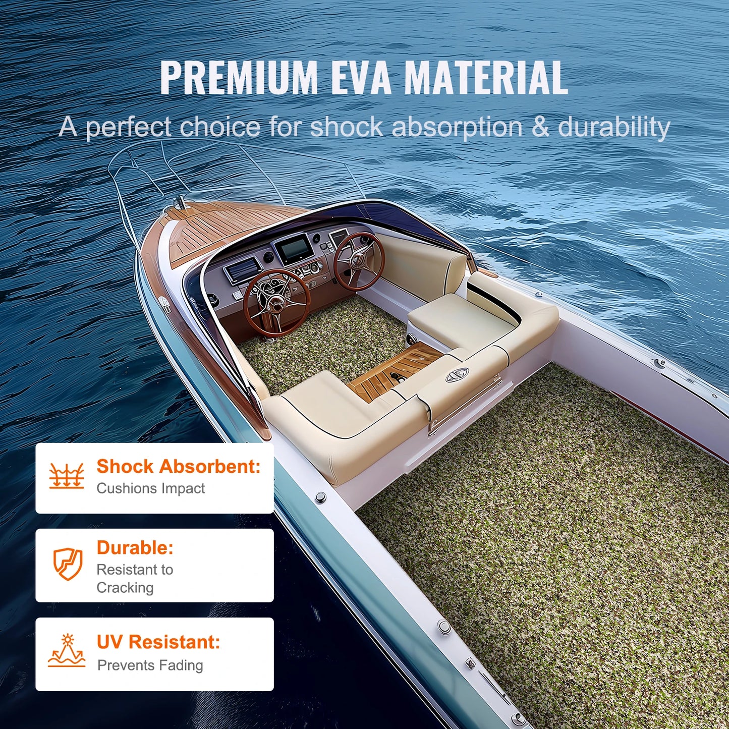 SucceBuy Boat Flooring EVA Foam Boat Decking Non-Slip Self-Adhesive Flooring Marine Carpet for Yacht Pontoon Boats Kayak Decking