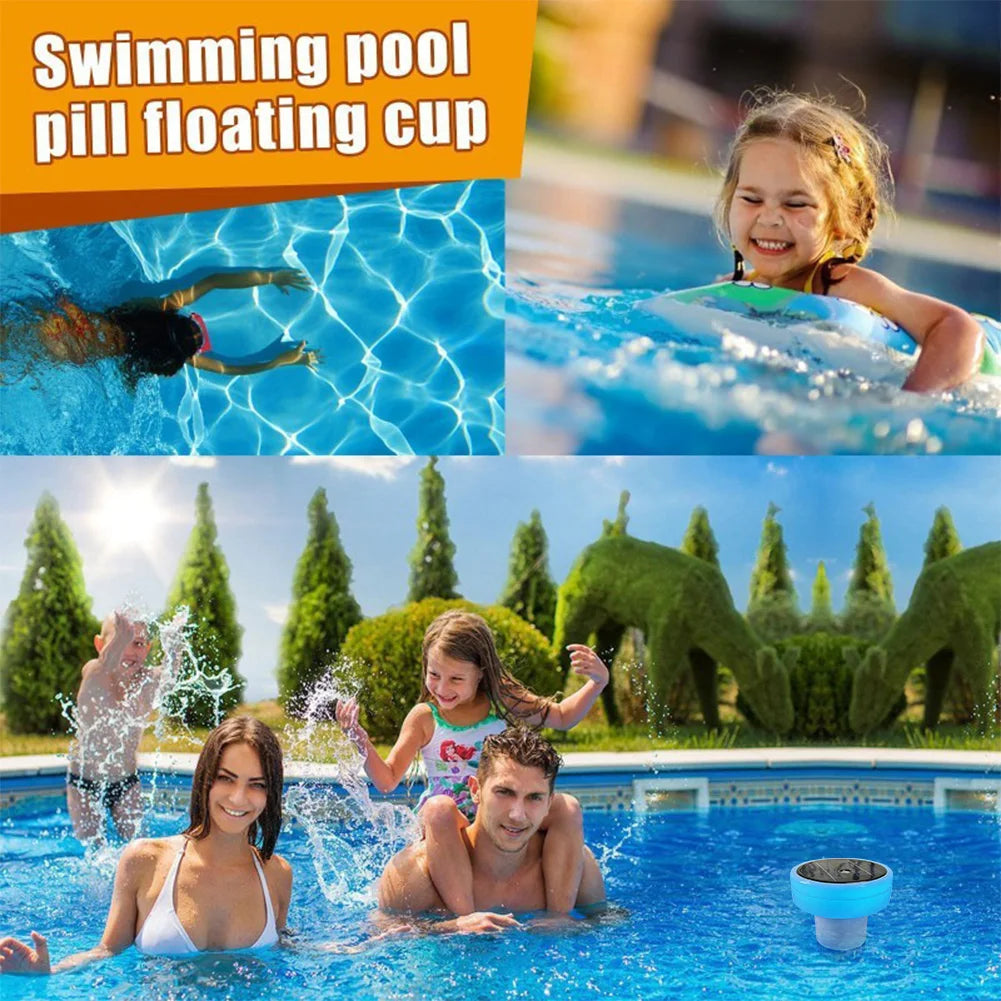 Solar Pool Ionizer Light Up Chlorine Holder 7 Colors Pool Water Clarifier Adjustable Chemical Delivery for Pool Spa Hot Tub