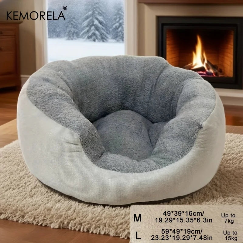 Plush Orthopedic Pet Bed with Backrest Thick All-Season Comfort, Easy-Clean Durable Polyester Cat & Small Dog Bed,for Indoor Use