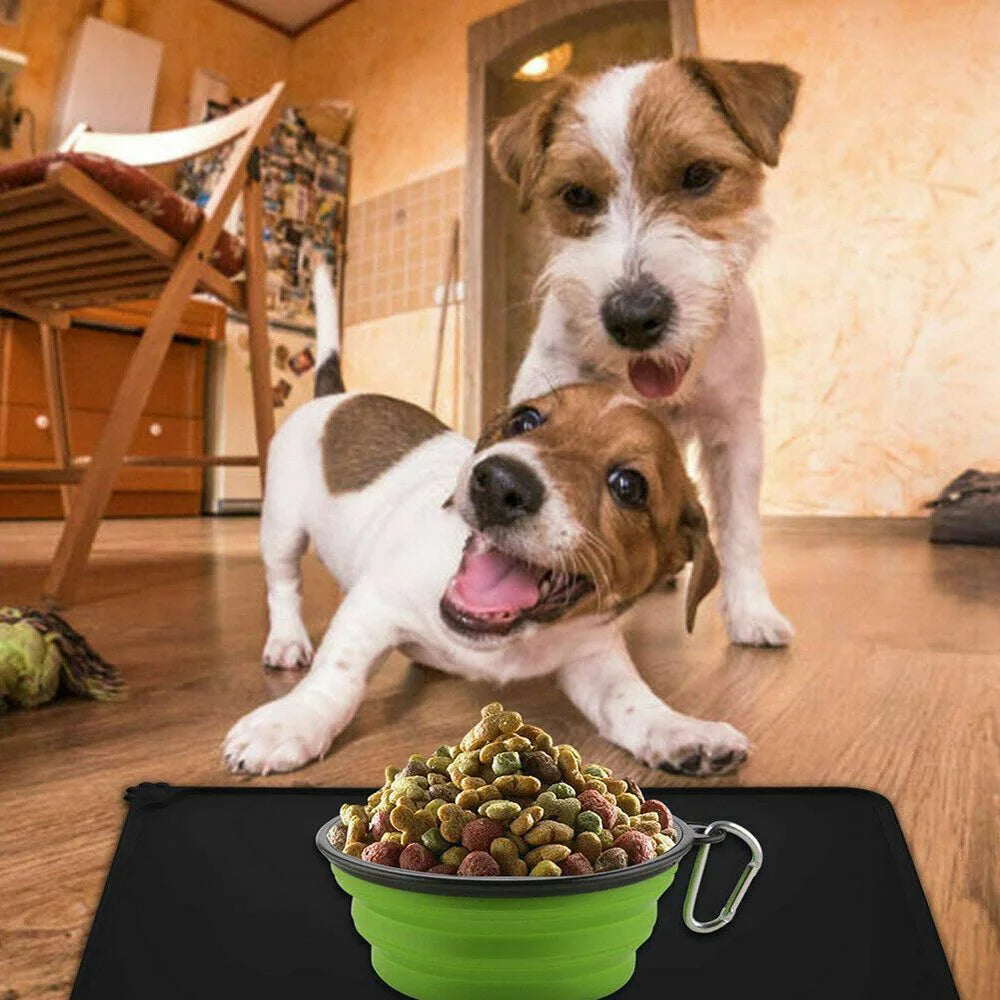 2PCS Silicone Pet Feeding Food Mat Waterproof Non-slip Dog Cat Bowl Placemat Pad NEW