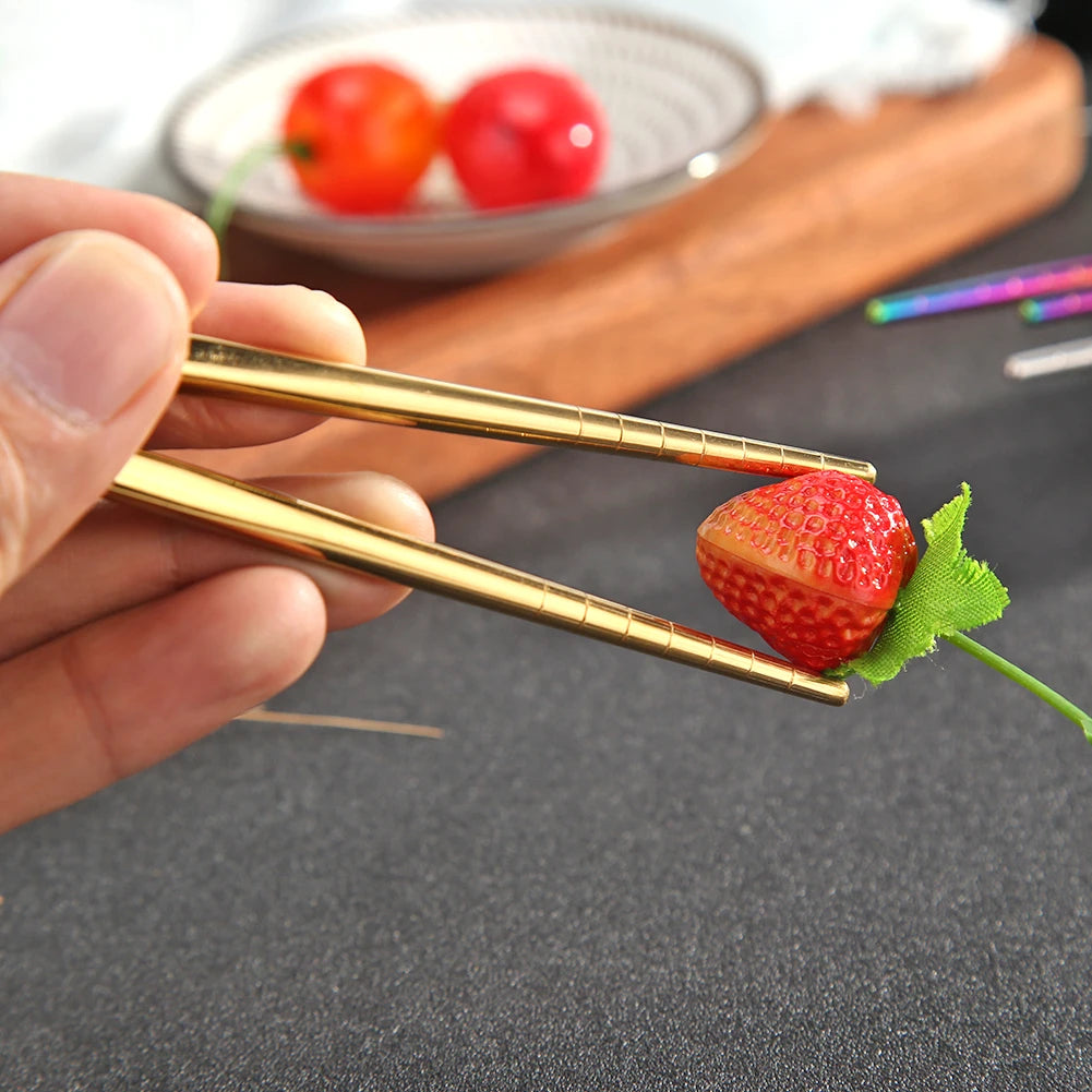 Stainless Steel Chopsticks Portable Non-slip Food Sticks Tableware Chinese Gifts