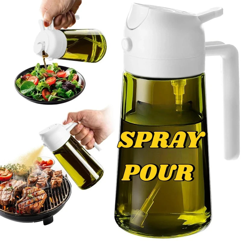 Oil Spray Bottle Oil Cruet Dispenser  Kitchen Items and Accessories 500ml Oil Spray for Cooking Plastics Spray Pour Camping BBQ