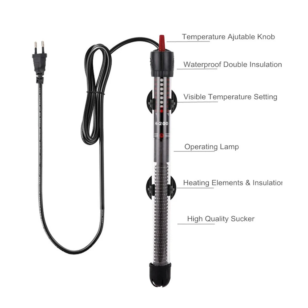 Aquarium Submersible Heater 300W with Free Thermometer Fish Tank Constant Temperature Rod Adjustable Aquarium Heater