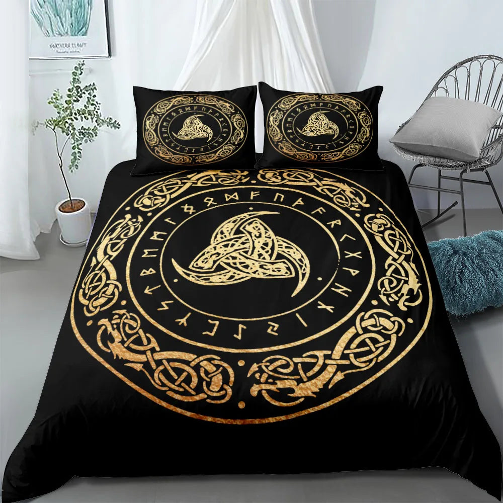 Vigvisir Viking Art Constellation Bedding Set EU Single Double King US Twin Full Queen King Ethnic Bed Linen Set
