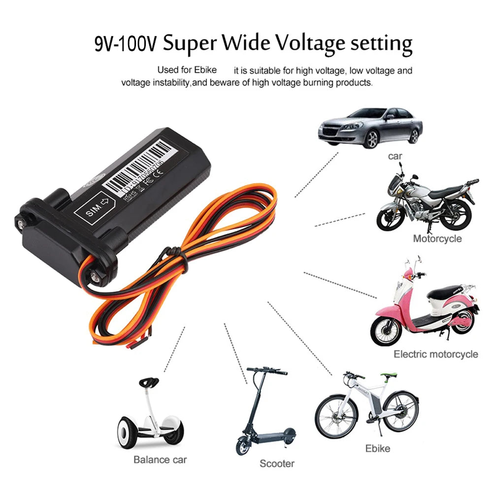 Motorcycle Waterproof GSM GPS Tracker Finder Vibration Overspeed Alarm