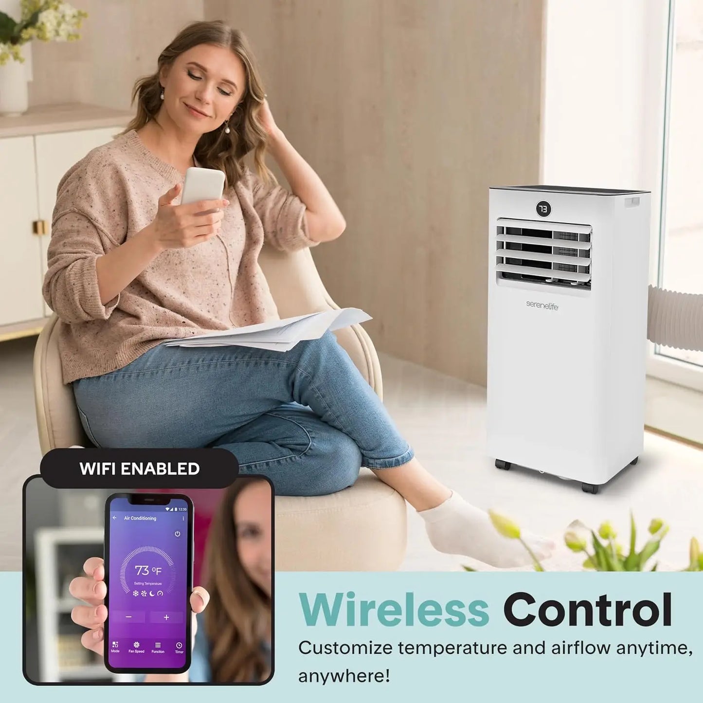 8,000 BTU Portable Air Conditioner and Heater, Small AC with Dehumidifier and Fan, Wifi Function, Mini AC Unit with, Customized