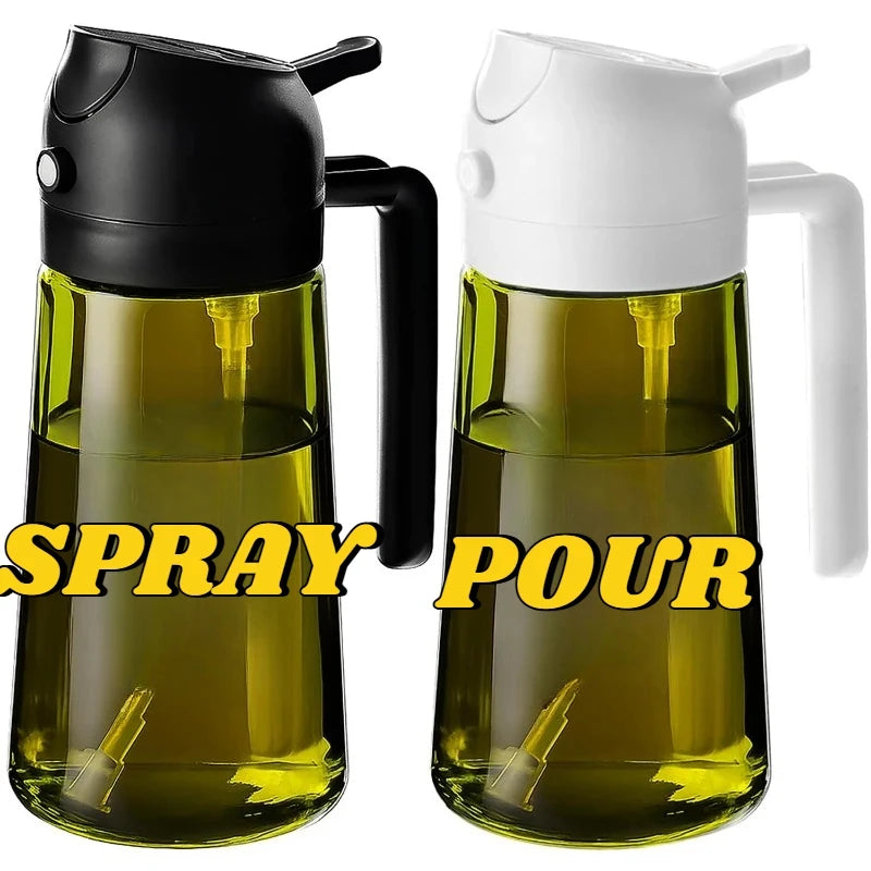 Oil Spray Bottle Oil Cruet Dispenser  Kitchen Items and Accessories 500ml Oil Spray for Cooking Plastics Spray Pour Camping BBQ