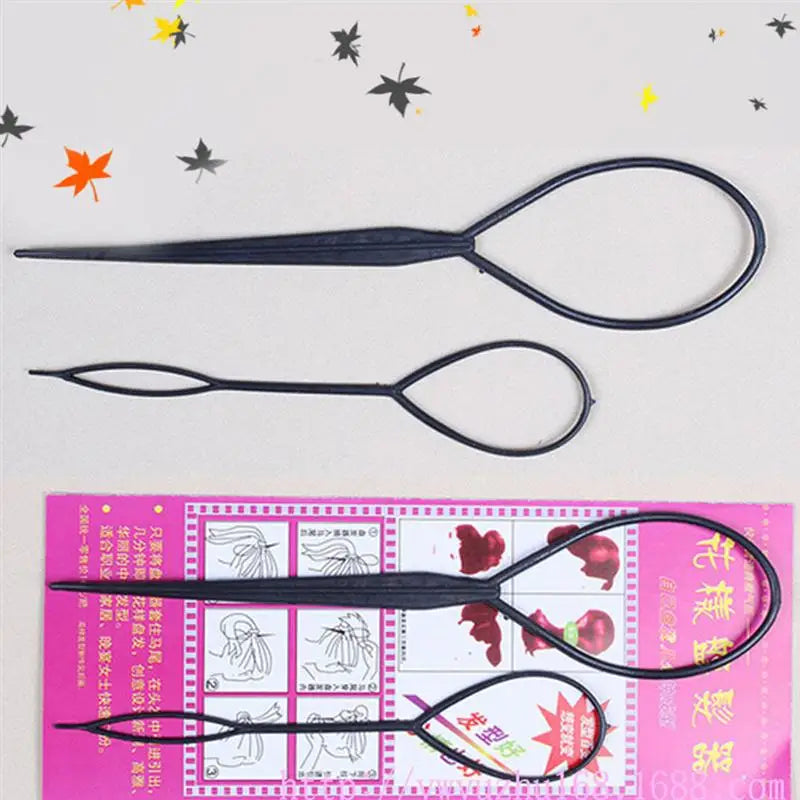 2pcs Plastic Crochet Braids Pull Hair Needle Ponytail Pigtails Updo Hairstyle Tail Hair Braid Ponytail Hairdressing Tools