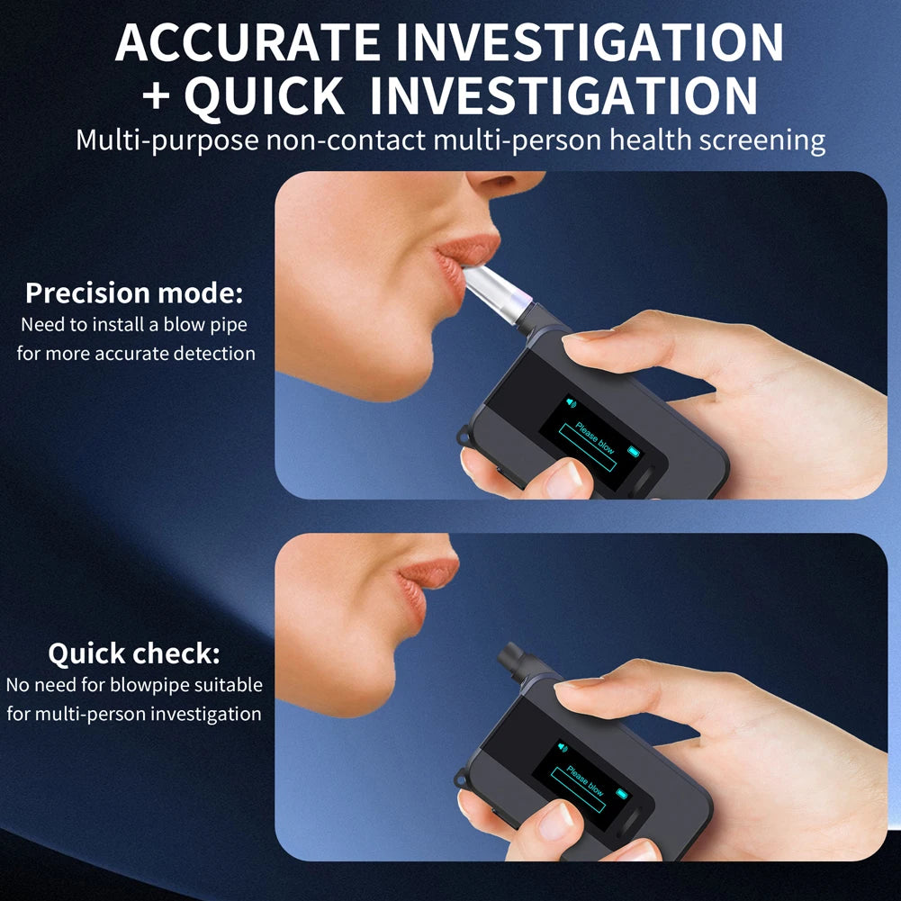 Electrochemical Alcohol Tester IPS Display Non-Contacting Electronic Breathalyzer Portable Alcohol Meter for Professional Use