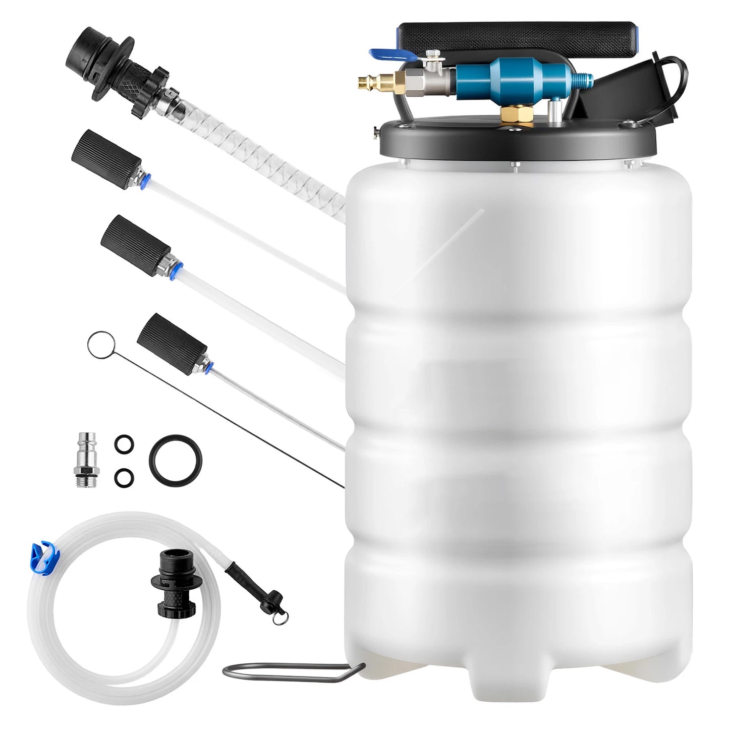 SucceBuy Fluid Extractor 9.5 L Pneumatic/Manual Vacuum Oil Extractor Pump with 59in Horse 47in Extension Tubes PE Tank for Cars
