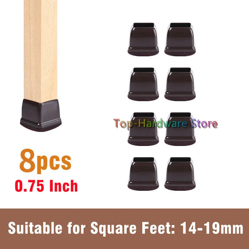 8Pcs TPE Silicone Chair Leg Floor Protectors with Felt,Chair Leg Caps,Furniture Leg Feet Protection Cover Protect Hardwood Floor