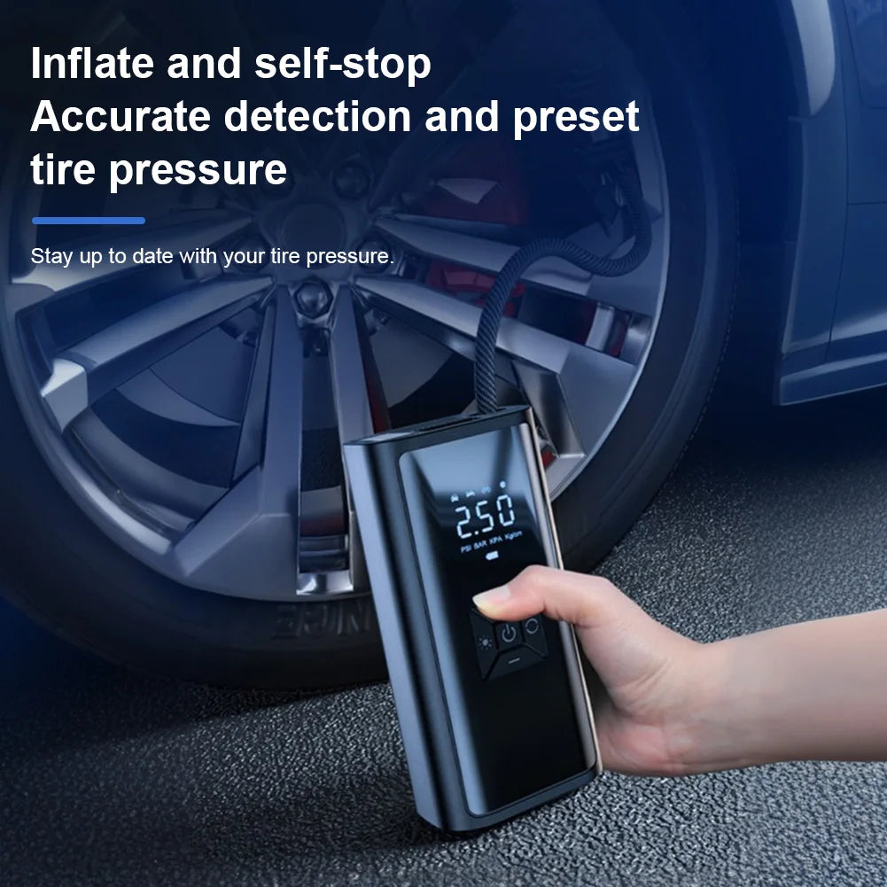 150PSI Car Inflator Pump Wireless Handheld Inflator Pump Intelligent LCD Display Car Tire Inflator for Automobile Bicycle Ball