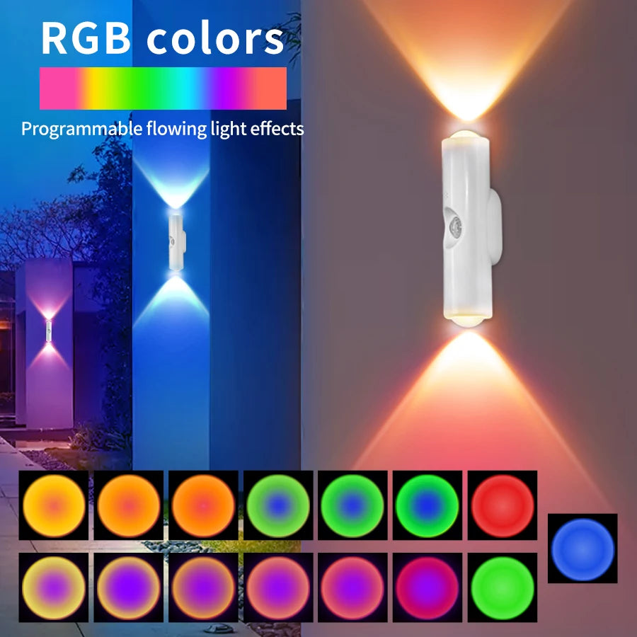 Motion Sensor RGB Double-head LED Night Light Rechargeable Magnetic Wall Lamp Mood Ambient Light for Cabinet Hallway Stair Light