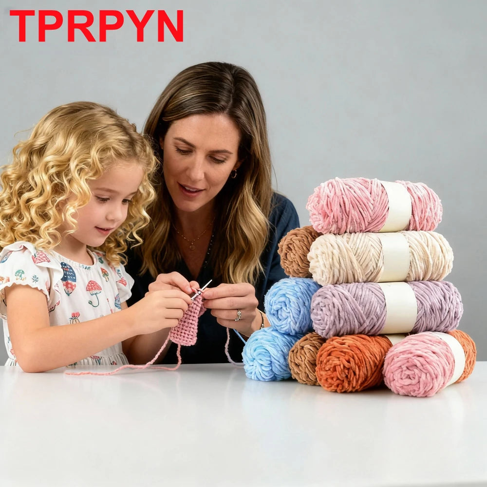 2Pcs Chenille Yarn hand Knitting 100% Polyester Velvet Yarn Crocheting Amigurumi bag line knit sweater blanket hat scarf threads