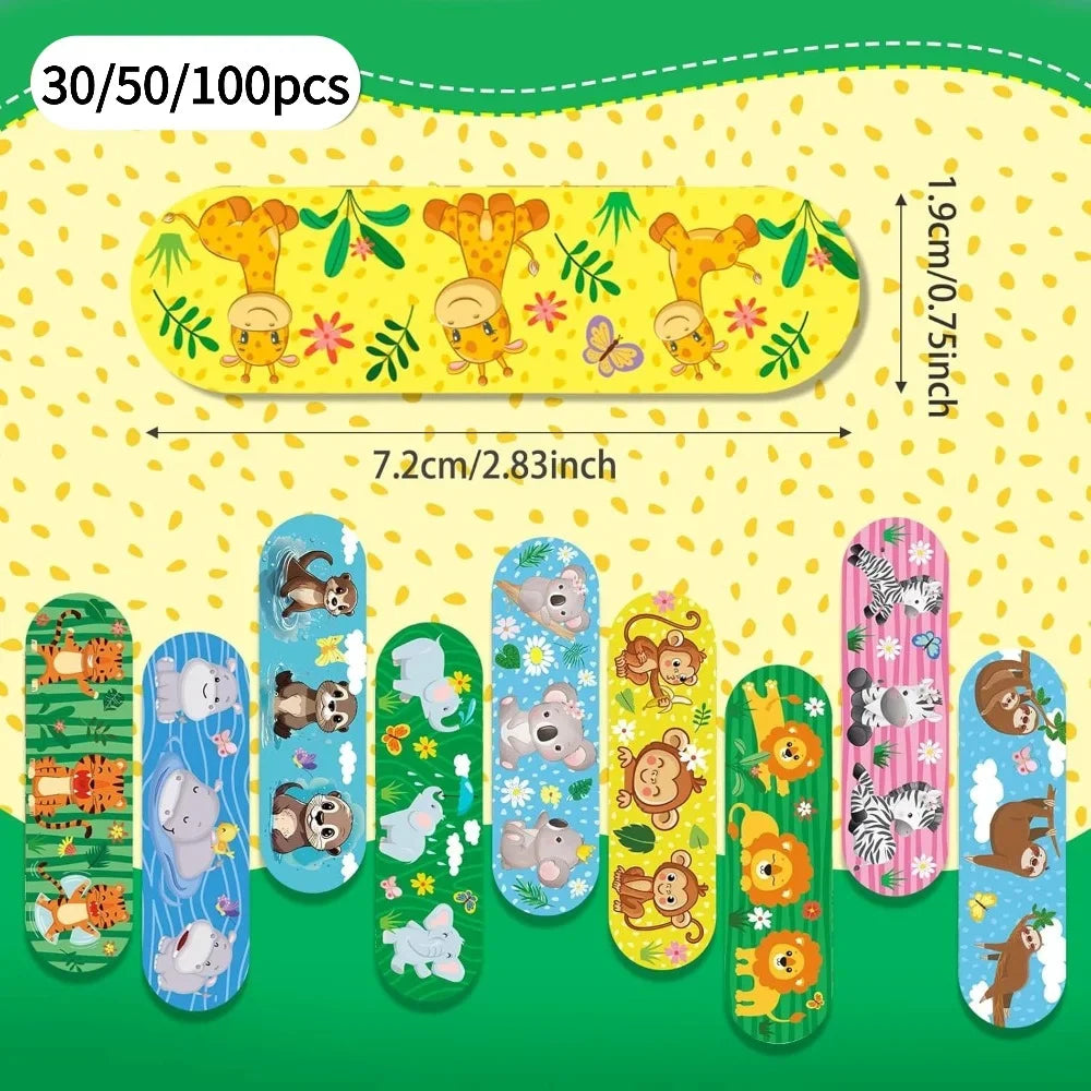 Hot 30/50/100 Pcs Kids Bandages Cute Cartoon Children's Adhesive Waterproof Breathable Band Aid Stickers Protection Girls Boys