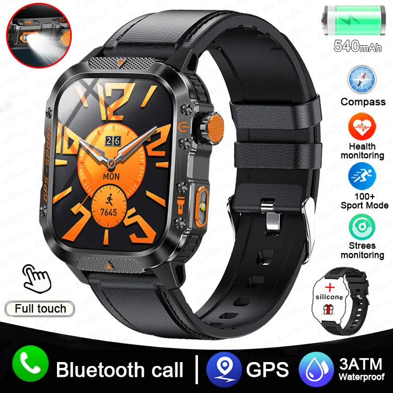 2025 New Military GPS Sports Smart Watch Men 3ATM Waterproof Compass 540mAh Bluetooth Call Heart Rate Smartwatches Android IOS