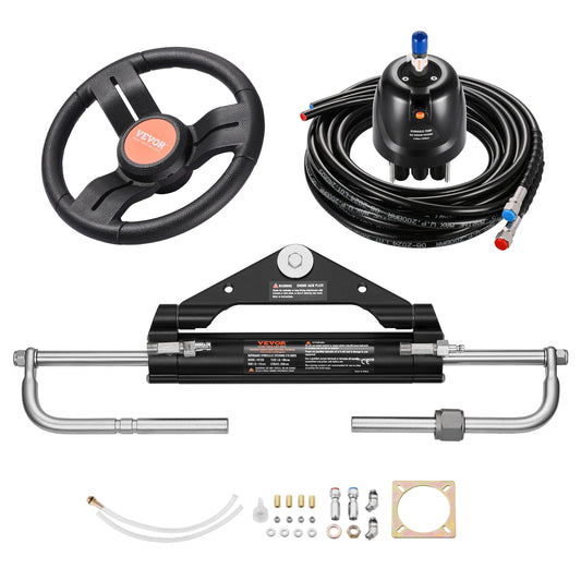 VEVOR 150HP Hydraulic Outboard Steering Kit, Marine Boat Hydraulic Steering System with 2PCS 26FT Hoses for Single-Engine Boats
