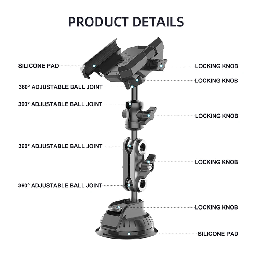 Car Phone Mount Strong Suction Cell Phone Mount 360° Rotation Cell Phone Holder for Car Windshield Dashboard Air Vent