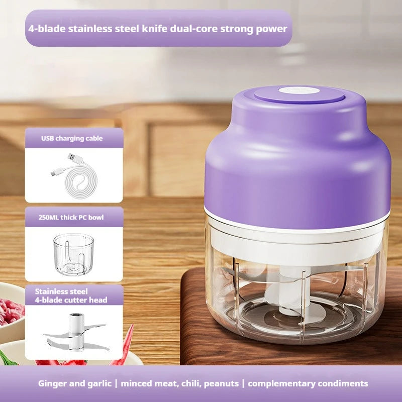 320ML Electric Garlic Grinder, Vegetable Chopper, Food Processor, USB Mini Garlic Grinder, Portable Small Food Processor