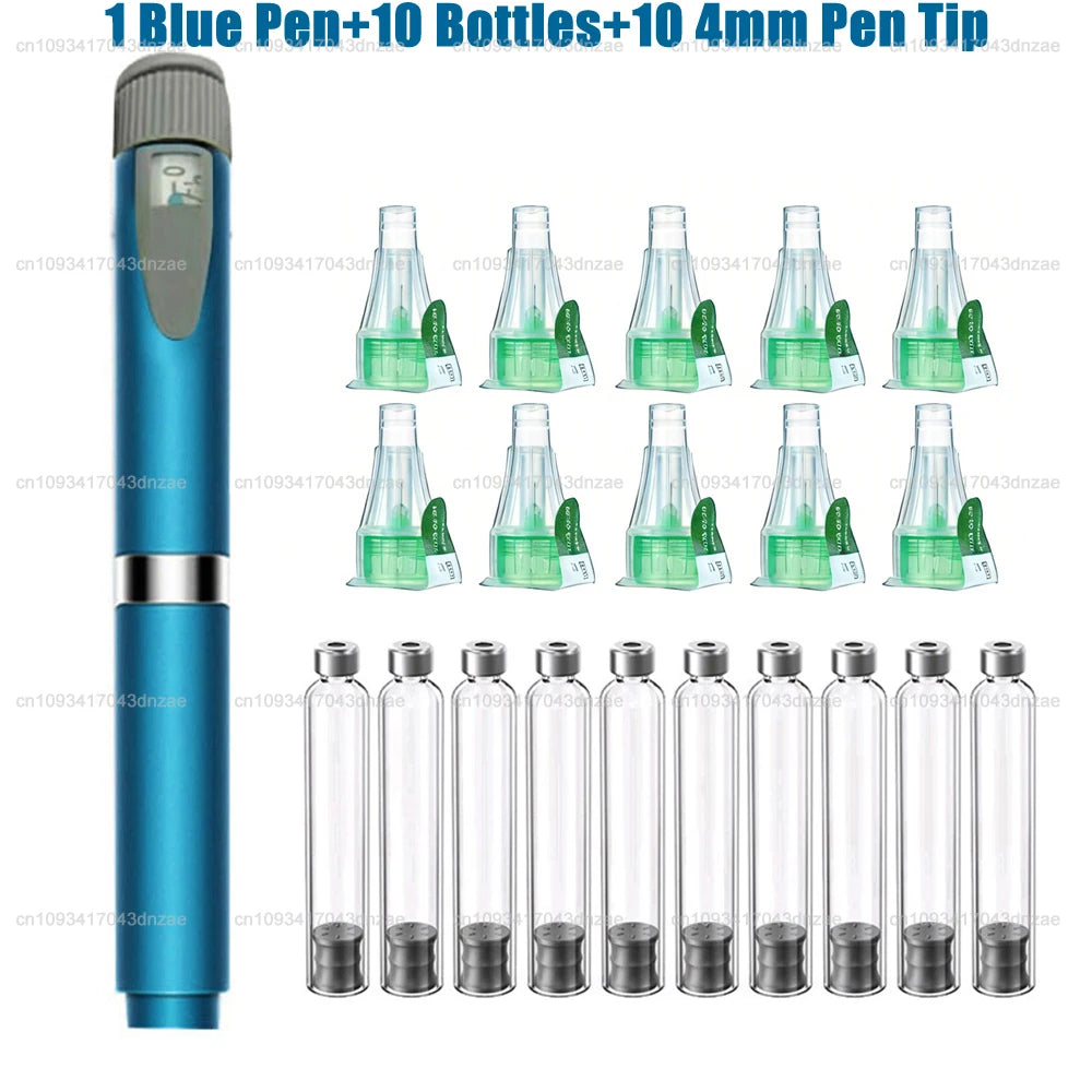 Reusable Injection Pen Magic Pen Kit+3ml Sterile Cassette Bottle Cartridges+32/31G 4/6/8mm Disposable Pen Tip for Lilly Insulin