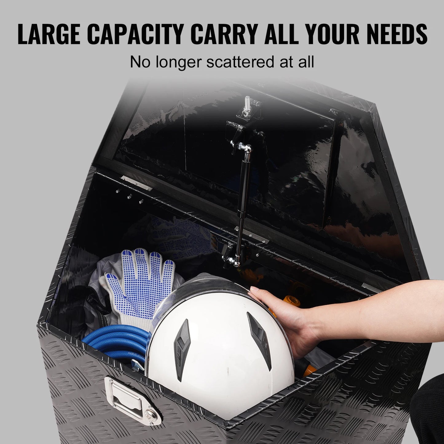 SucceBuy Trailer Tongue Box Aluminum Alloy Tongue Box Tool Chest Heavy Duty Trailer Box Utility Trailer Tongue Box to  Pickup
