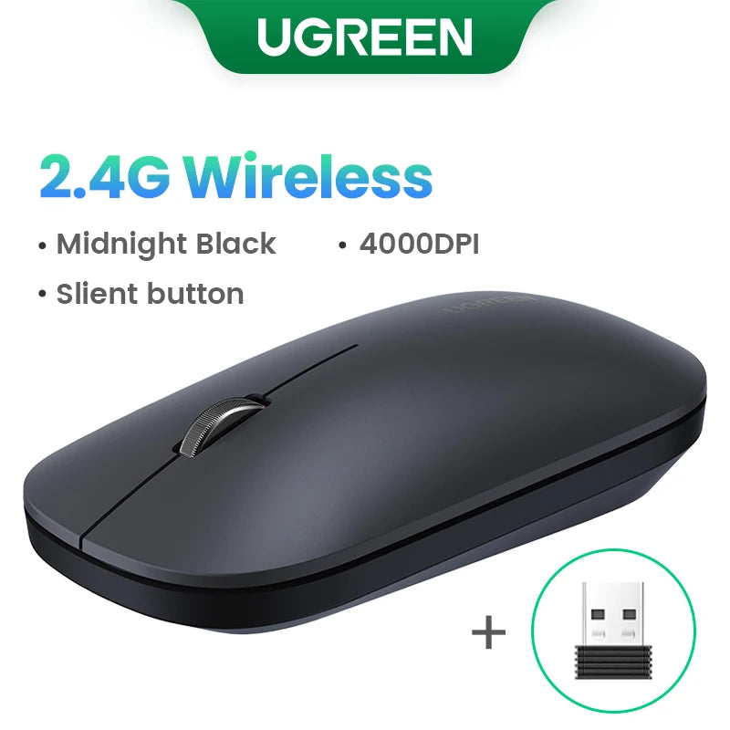 UGREEN Mouse 4000 DPI Wireless Mice 40db Silent Click For MacBook Pro M1 M2 iPad Tablet Computer Laptop PC 2.4G Wireless Mouse