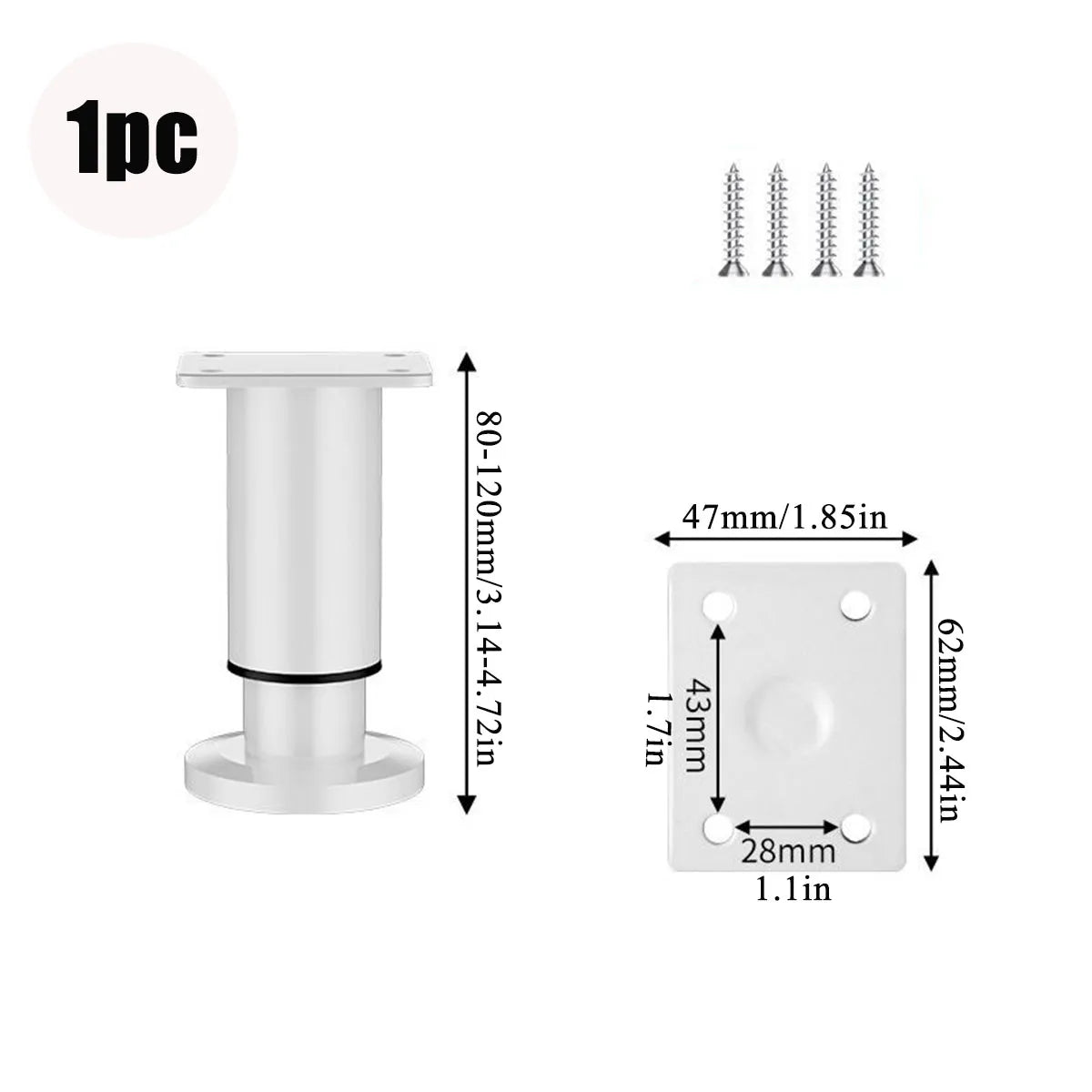 Adjustable Stainless Steel Furniture Legs Thickened Metal Replacement Legs with Screws for Cabinet Desk Table Chair Sofa Bed