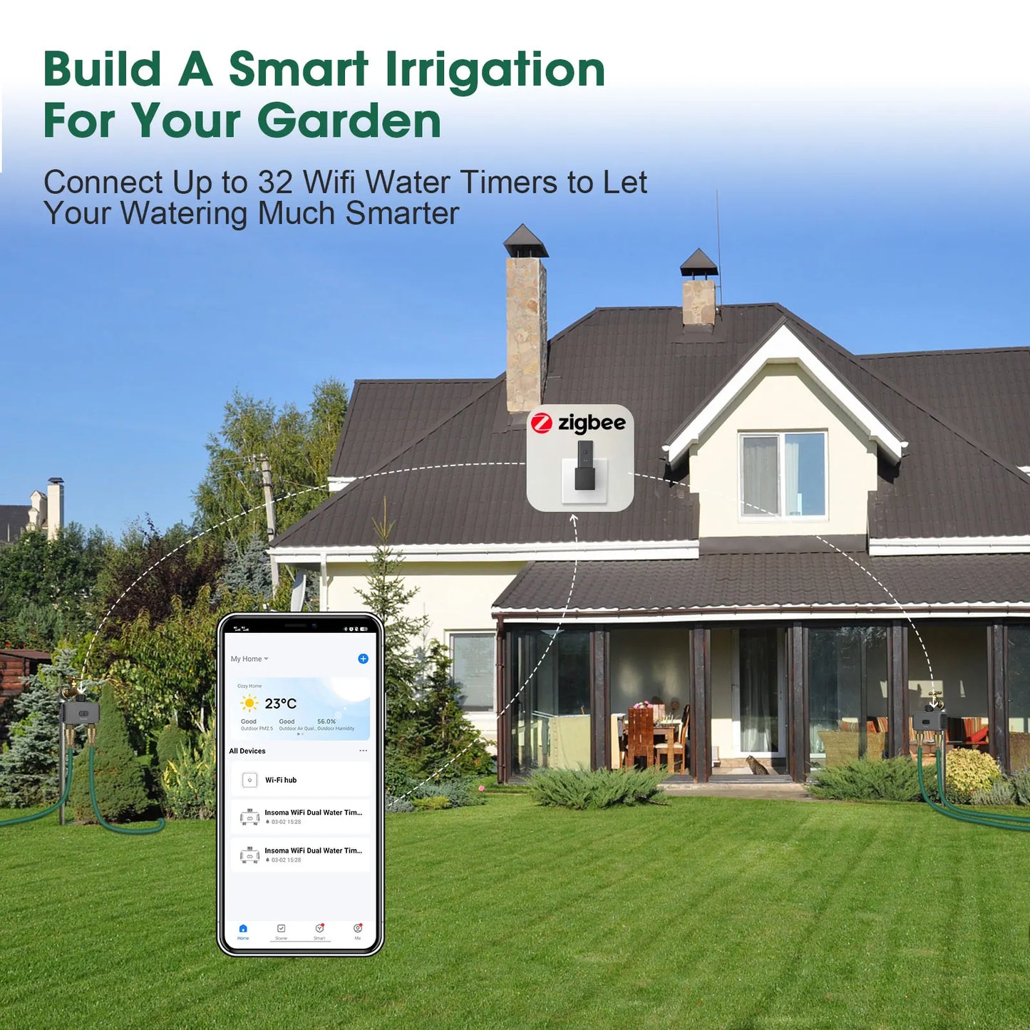 Insoma Zigbee Automatic Water Timer Wifi Garden Irrigation Watering System Independent Control Sprinkler Programmer Tools IPX5