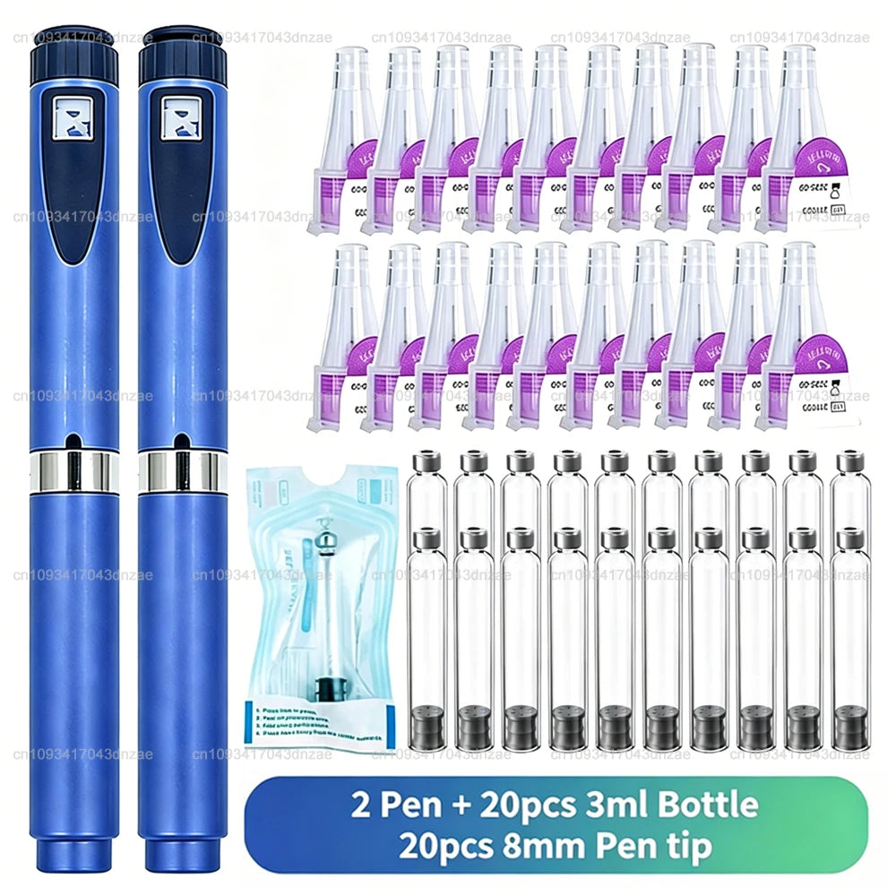 Aluminum Magic Pen Kit 10 Colors Cartridges 3ml Empty Cassette Bottle Sterile Set Disposable 8mm Pen Tip for Lilly Insulin Pen