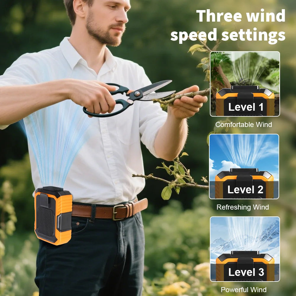 3 in 1 Waist Hanging Fan Portable Mini USB Rechargeable Shirt Clip Belt Cooling